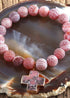 Boho Bracelet, RH Natural Stones Pink Cross